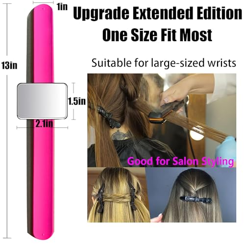 Image of Extension Size Magnetic Pin Holder Wrist Band, 2 Pieces Silicone Wrist Magnetic Wristband for Braiding Gel, Pin Cushion Holder Bracelet for Quilting Sewing & Hairstylists (One Szie Fit Mosts)