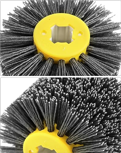 Image of QWORK Nylon Wheel Brush 80Grit, Abrasive Nylon Drawing Wheel, Polish Grinder Brush, Burnishing Polishing Brush, 120X100X19mm