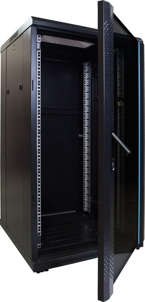 22HE 19 Zoll Serverschrank - Glastür - (BxTxH) 600x600x1200mm - Schwarz