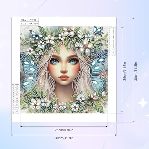 Image of AiYuanzsh Diamond Art Kits for Adults Pretty Princess Butterfly Fairy, 5D Special Shape Diamond Painting Kit, Unique Diamond Art Kit for Beginners DIY Craft Wall Decor Gift 12x12 Inch