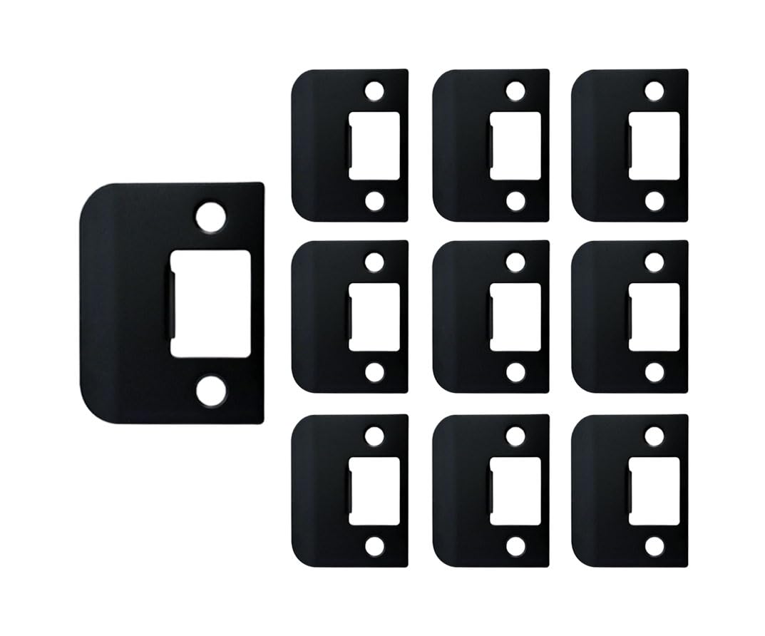 QCAA Solid Brass Extended Lip Strike, 1-3/4''X2-1/4", Matte Black, 10 Pack, Made in Taiwan