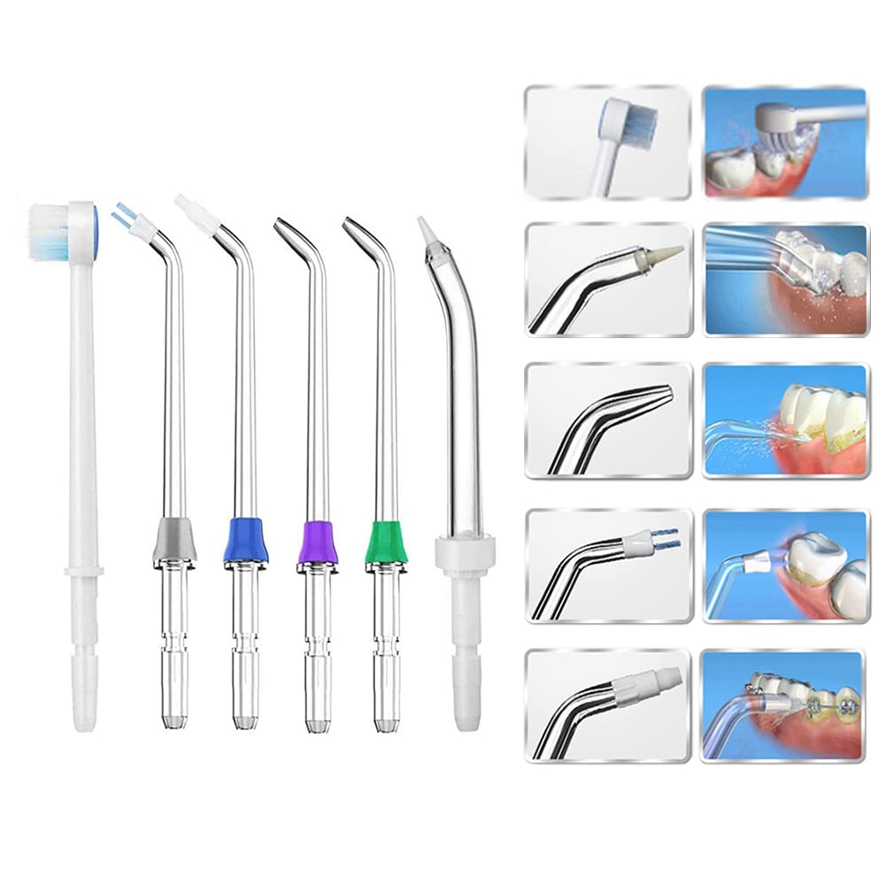 6 pezzi Set di Ugelli per Irrigatore Orale Kit di Punte Jet di Ricambio Compatibile con Waterpik WP-100/WP-250/WP-300/WP-450/WP-560/WP-660/WP-811/WP-900/Flycat FC168/FC188