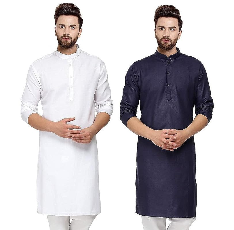 Image of WESTCORE Men's Cotton Kurta Combo - Pack of 2 | Traditional Ethnic Wear for Festivals & Celebrations
