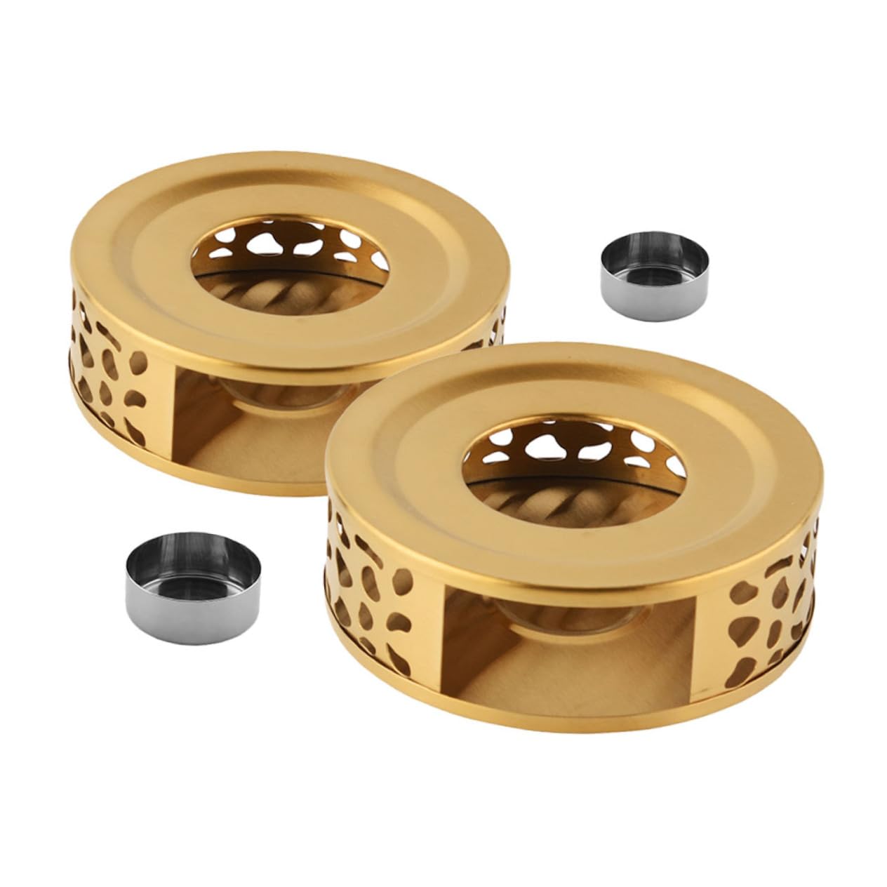 ABOOFAN 2pcs Stainless Steel Teapot Heater Base with Candle Holder Portable Tea Warmer for Outdoor Use for Camping and Picnics and Stylish Tea Accessory