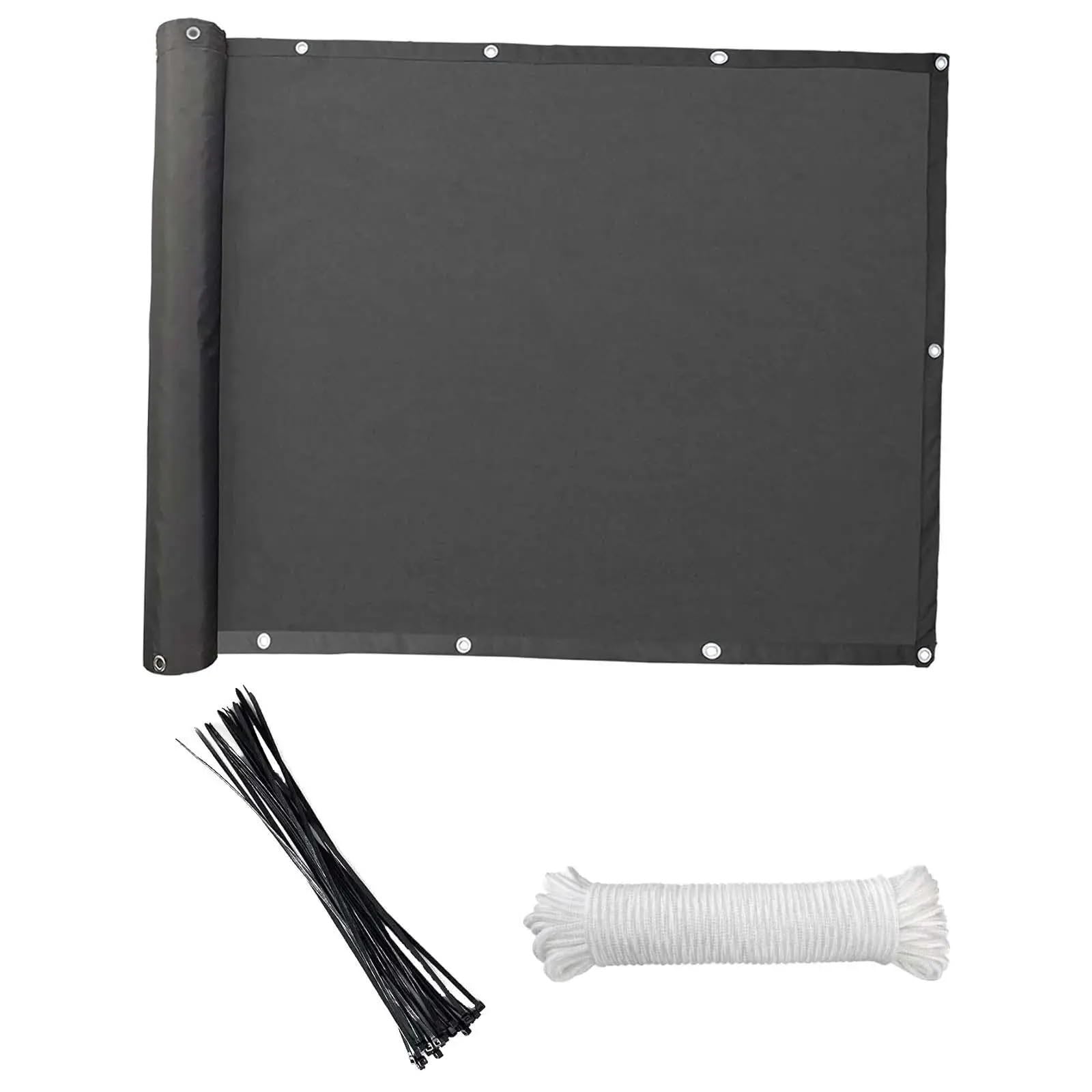 Toldo Lateral Retráctil Parabrisas con Bridas de 2,7 x 9,84 pies for barandilla de Piscina y balcón(Black)