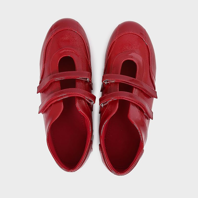 MAVMAX Ballerina Sneakers Mary Janes Ballet Sneakers for Woman Hook and Loop Trendy Ballet Shoes 2025 Spring Summer for Daily Dressy Outgoing Work2