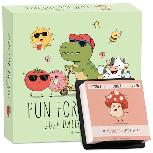 2026 Funny Pun Calendar Daily Tear-Off Desk Calendar with 365 New Puns & Jokes - Humor Gift for Friends Family Coworkers - Punny Christmas Gift Office & Home Decor