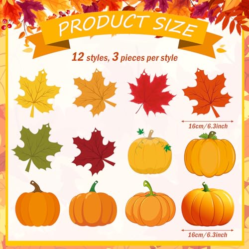 Image of 72 Pcs Fall Hanging Decoration Swirls Gold Pumpkin Maple Leaf Fall Party Decoration Orange Thanksgiving Autumn Ceiling Office Hanging Decor for Home Birthday Party Favors Supplies