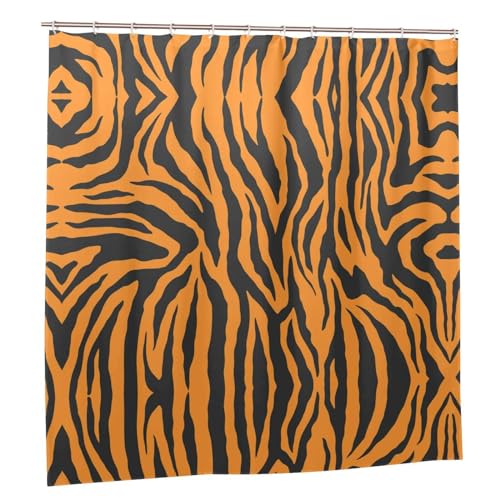 Rideau de douche imprimé léopard tigre orange imperméable 183x183 cm - 2