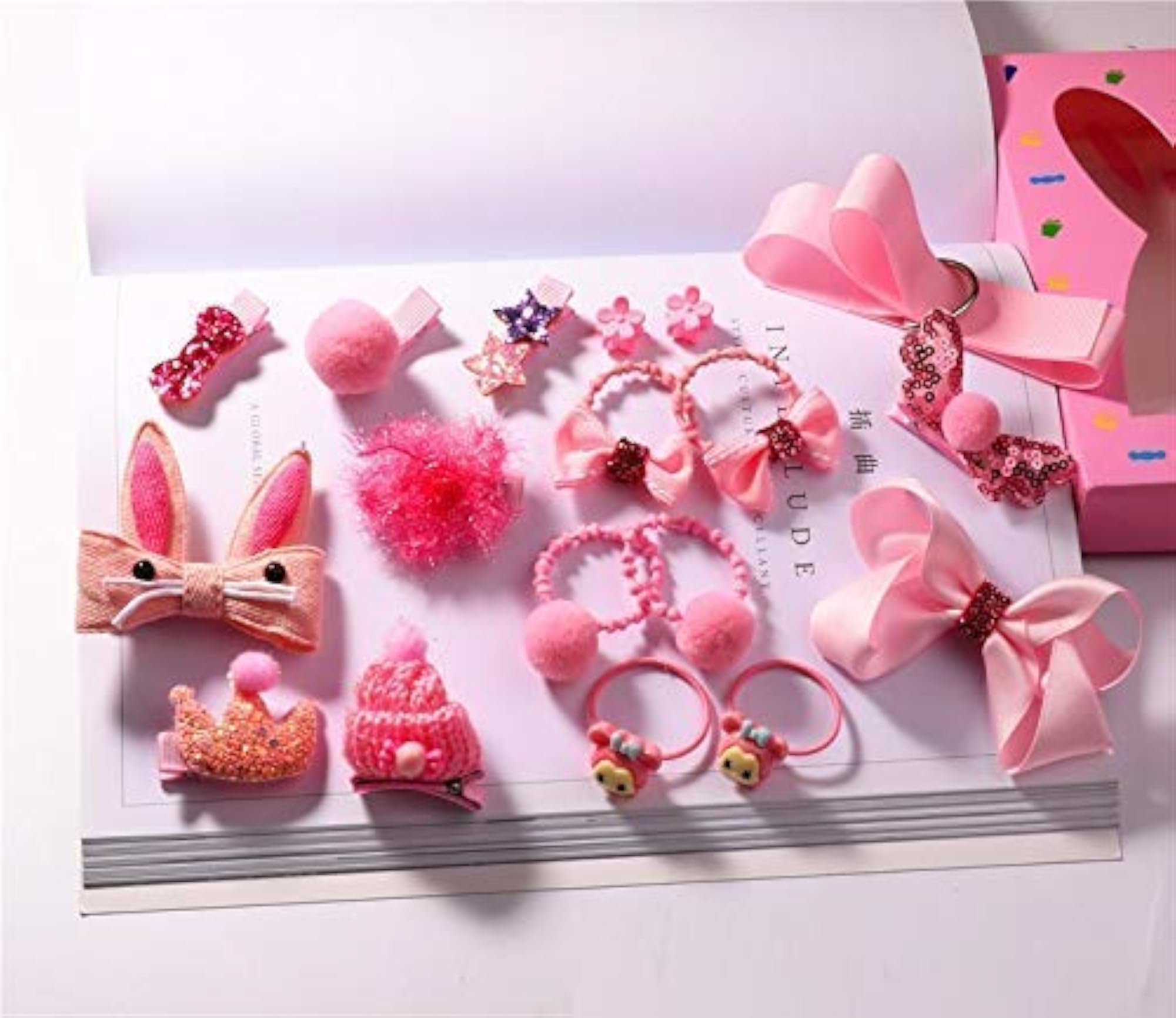 18Pcs Little Girl Hair Clips Set, Elastic Hair Ties