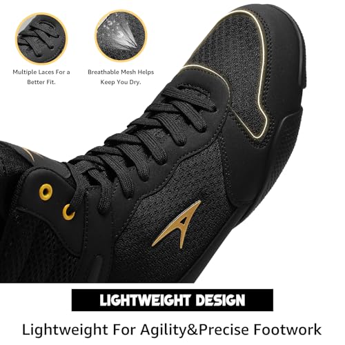 ASHION Men's Wrestling Shoes Boxing Shoes Lightweight High Top Fitness Sneakers Weightlifting Powerlifting Shoes Zero Drop Sole2