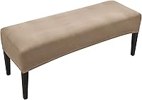 Vista 7 de FORCHEER Funda de banco para comedor de color marrón de 51-54 pulgadas de largo x 18 pulgadas, apariencia de cuero, funda elástica rectangular