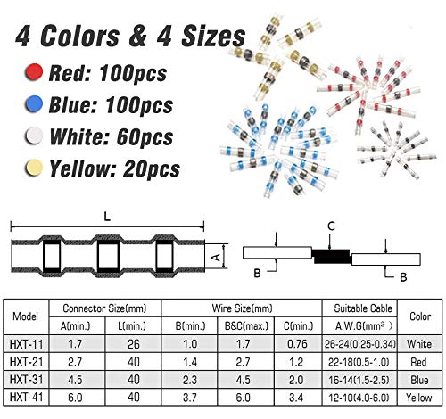 Vista 3 de Sopoby - 280 conectores de alambre de sellado de soldadura, conector a tope de soldadura termorretráctil impermeable, aislados, terminales de cable
