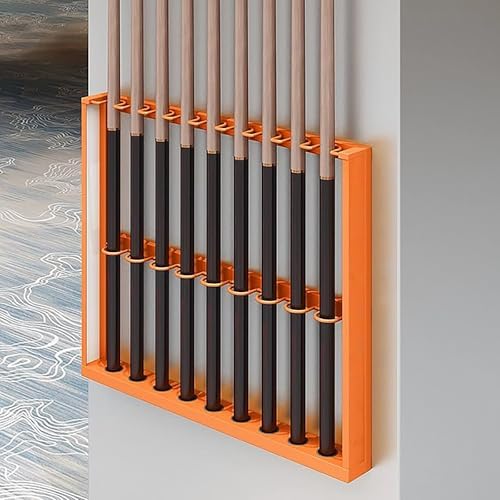 Wall Mount Pool Cue Holder - Metal Billiards Rack for 6-9 Cues, Pool Table Accessories, Cue Stick Storage Organizer, Durable Pool Equipment Wall Mounting Solution
