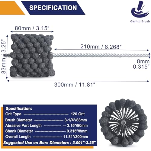Image of Garhgi 3-1 /4 inch(83mm) Cylinder Hone Tool, 120 Grit Flexible Resilient Ball | For Automotive Motorcycle Engine Brake Cylinder Rotor Piston Rings Finishing Deglaze Deburring on Mild Steel Cast Iron