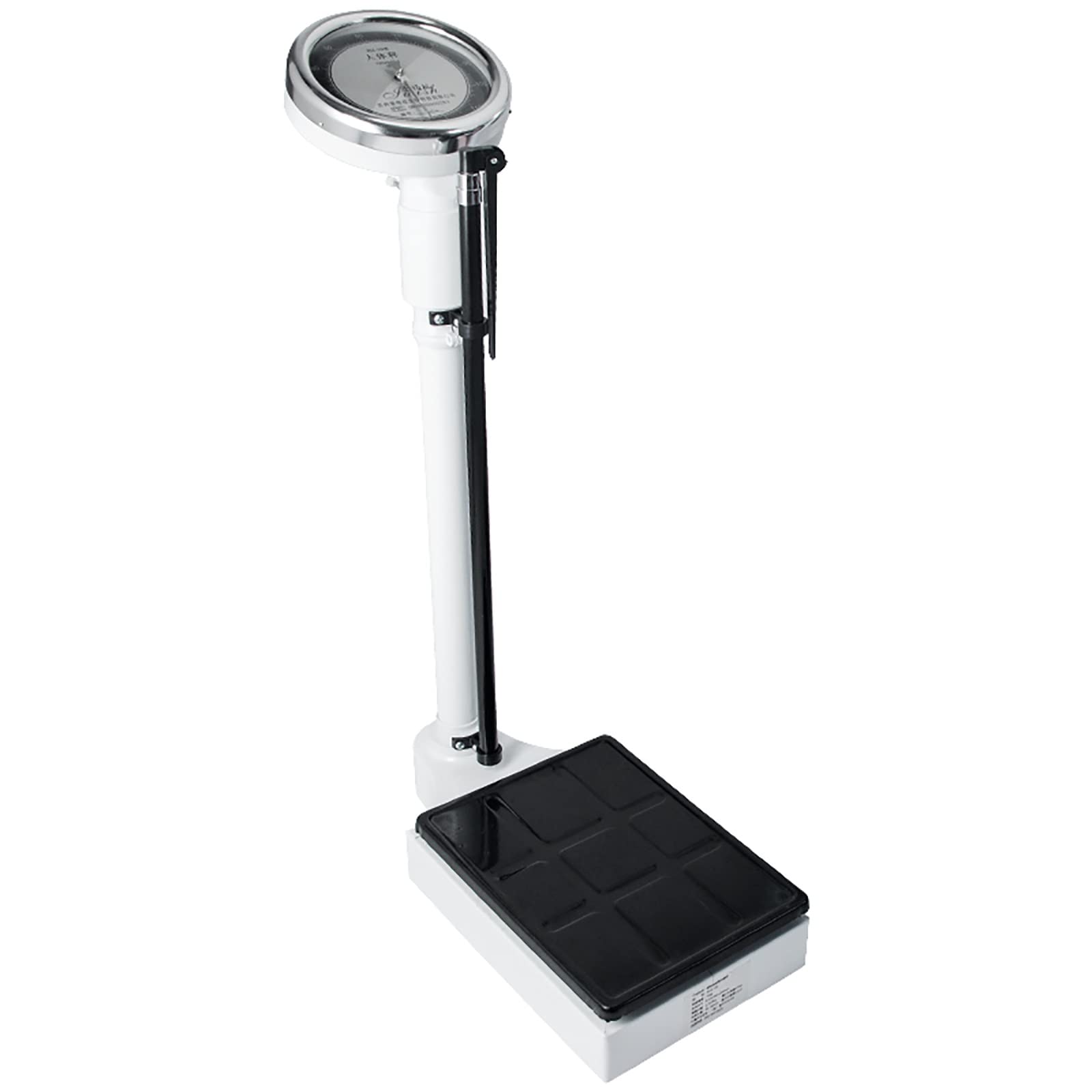 Oversized Dial Bathroom Scale, with Adjustable Height Rod - Easy to Read Mechanical Weight Scale with Telescopic Pole Up to 190Cm and 120Kg Weighing Range,White