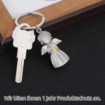 GERNEO® Emilia beschermengel sleutelhanger - geluksbrenger met ster in goud, roségoud of zilver, Rozengoud