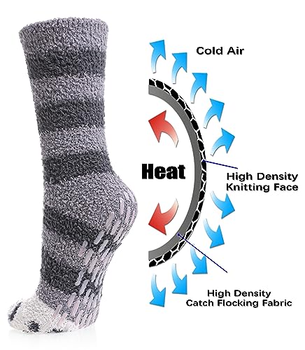 Image of FNOVCO Non Slip Socks for Women Winter Warm Cozy Fuzzy Slipper Socks Soft Fluffy Hospital Socks with Grips