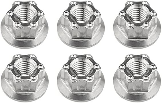 6 Pcs Titanium Hex Flange Nuts Ti M6 M8 M10 M12 M14 M16 Nut for Motorcycle Bicycle Bike Brake Accessories DKEKE (Color : Rainbow, Size : M8 1.25mm)