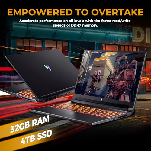 Image of Acer Nitro V 16 inch WUXGA 180Hz Display Gaming Laptop, Intel Core 9 270H, 32GB DDR5, 5TB Storage (4TB SSD&1TB Dock Set), NVIDIA GeForce RTX 5070, Backlit Keyboard, Num Pad, Wi-Fi 6, Win 11 Pro, Black