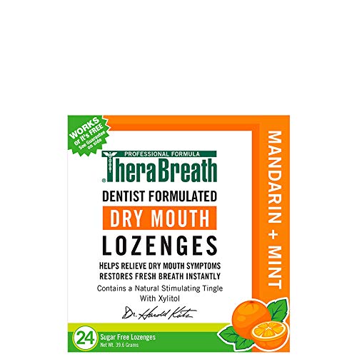 TheraBreath Dry Mouth Lozenges, Mandarin Mint Flavor, 24 Lozenges