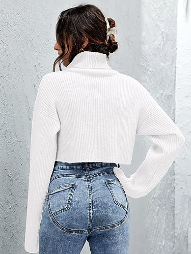 Floerns Women's Turtle Neck Long Sleeve Knitted Pullover Sweater Crop Tops2