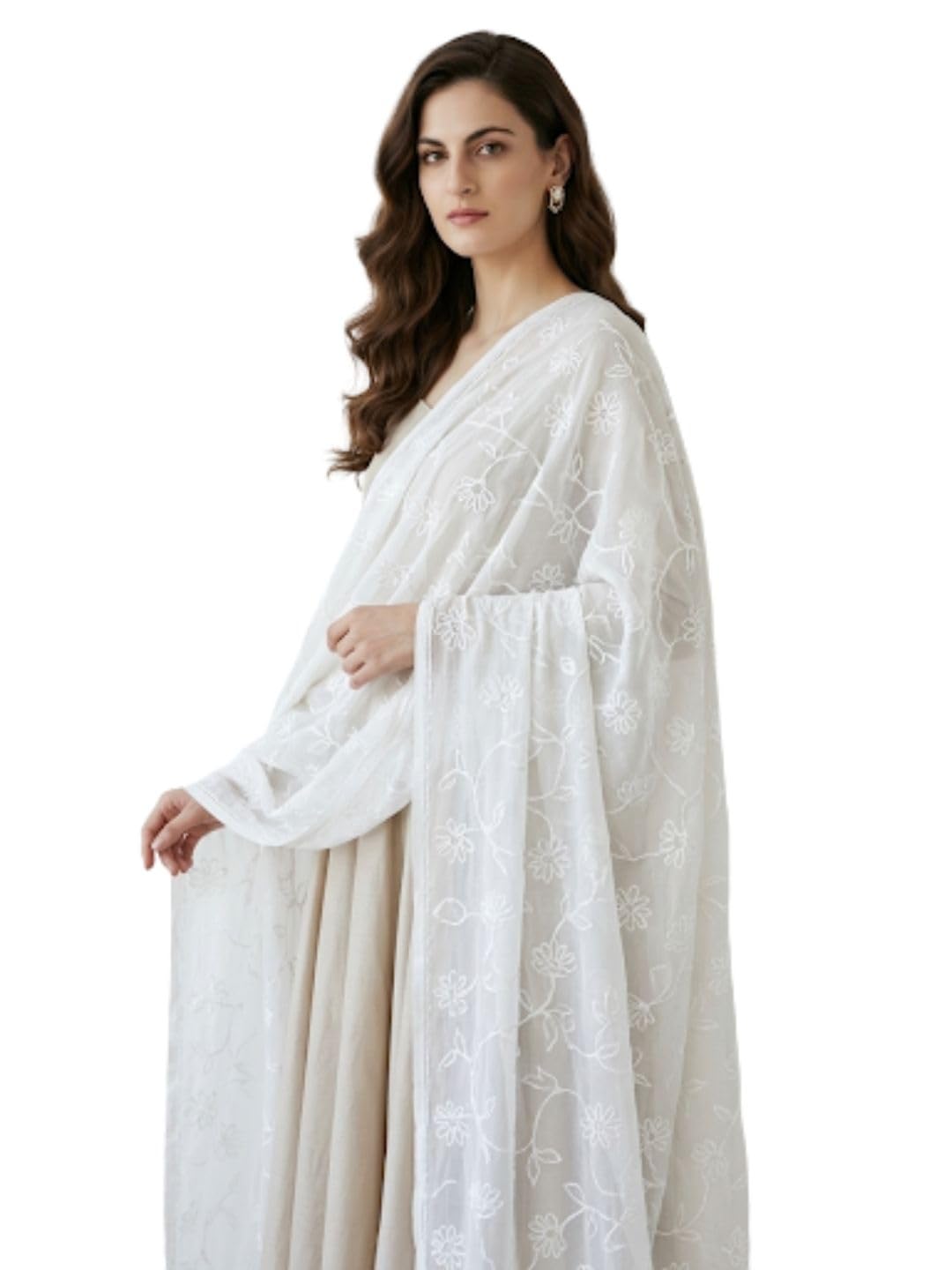 DUPATTA BAZAAR Women's Floral Chiffon Dupatta