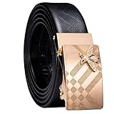 Dubulle Gold Designer Men's Belt Ratchet Leather Belts Gold Bee Autoamtic Buckle Adjustable Sliding...