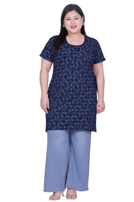 Women's Plus Size Cotton Top Half-Sleeve All Over Printed with Pocket-picture-16