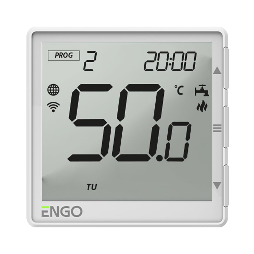 ENGO EHW-W White Hot Water Timer – Programmable Immersion Heater Timer with Thermostat – Smart WiFi Water Heater Timer & Controller – Energy Saving Programmer for Hot Water Cylinders & Boilers