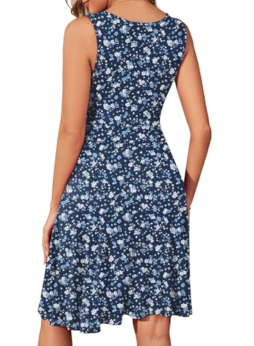 Image of WEACZZY Women's Summer Sleeveless Casual Dresses V-Neck Wrap Floral Holiday Tank Dress Flowy Beach Sundress with Pockets