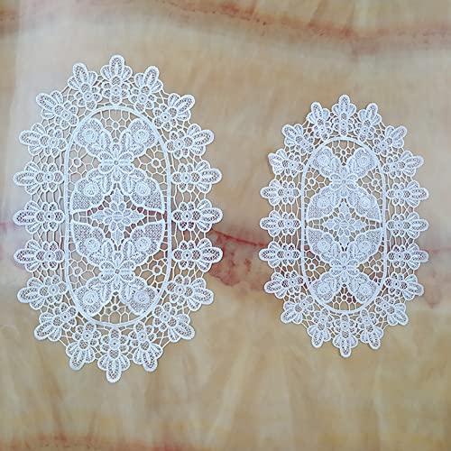 Pack of 4 White Embroidered Lace Tablecloths,Oval Flower Cushion,Table Cloth with Openwork Embroidery,Lace Doilies,Crochet Doilies,for Table Decoration,Wedding Decoration,Party Decoration,M 43 x 28 cm - Image 3