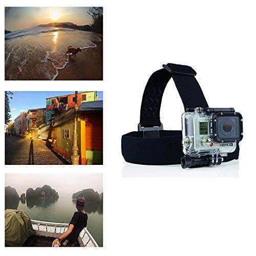 Navitech Adjustable Elastic Head Helmet Strap Mount Harness Compatible with The Intova ConneX