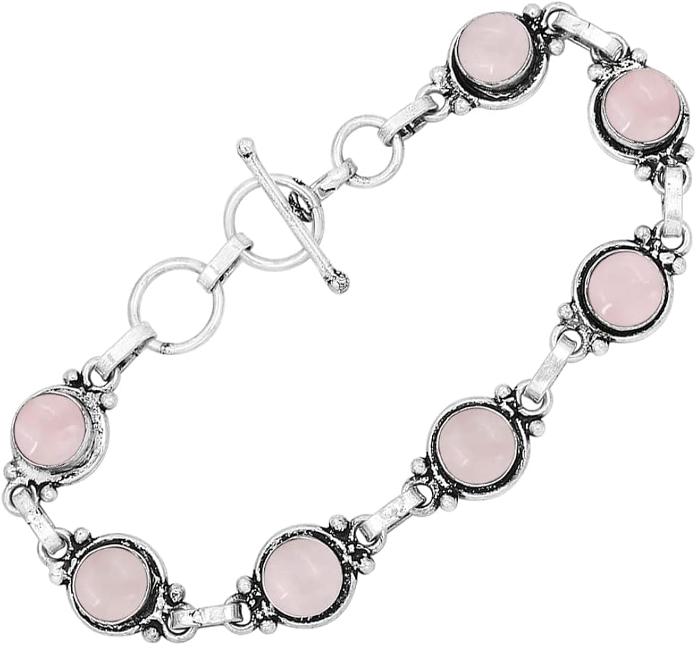 Miniatura 2 de Pulseras de piedras preciosas para mujer de 0276in forma redonda piedras preciosas 925 superposición de plata hecha a mano joyería Gema