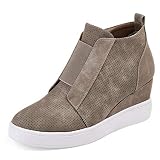 Athlefit Women's Wedge Sneakers Hidden Heel Platform Wedge Booties Hidden Wedgie Sneakers Size 7 Tau