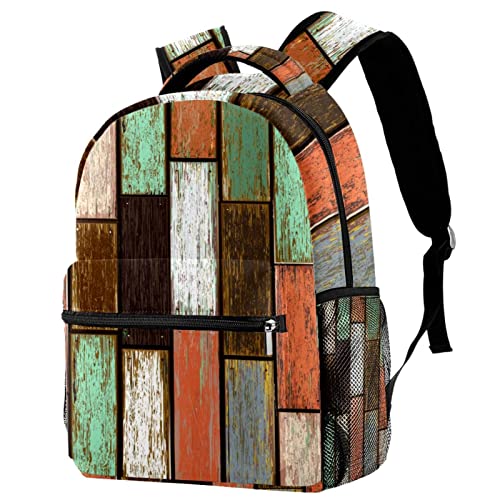 Sac à dos de voyage pour week-end et cours motif bois vieilli avec poche gourde