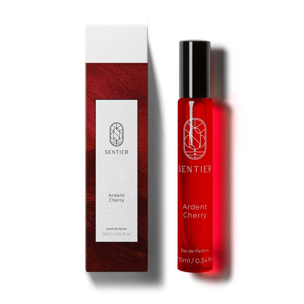 Sentier Ardent Cherry Eau de Parfum, Spray da Viaggio, 10ml, Profumo di Ciliegia Nera, Ambra e Sandalo