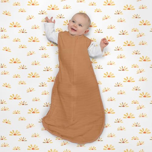 Image of SwaddleDesigns Softest Cotton Muslin Fitted Crib Sheet, Toddler Sheet for Boys & Girls, Fits Standard Crib Mattress (28 x 52 inches), Watercolor Sunny Days