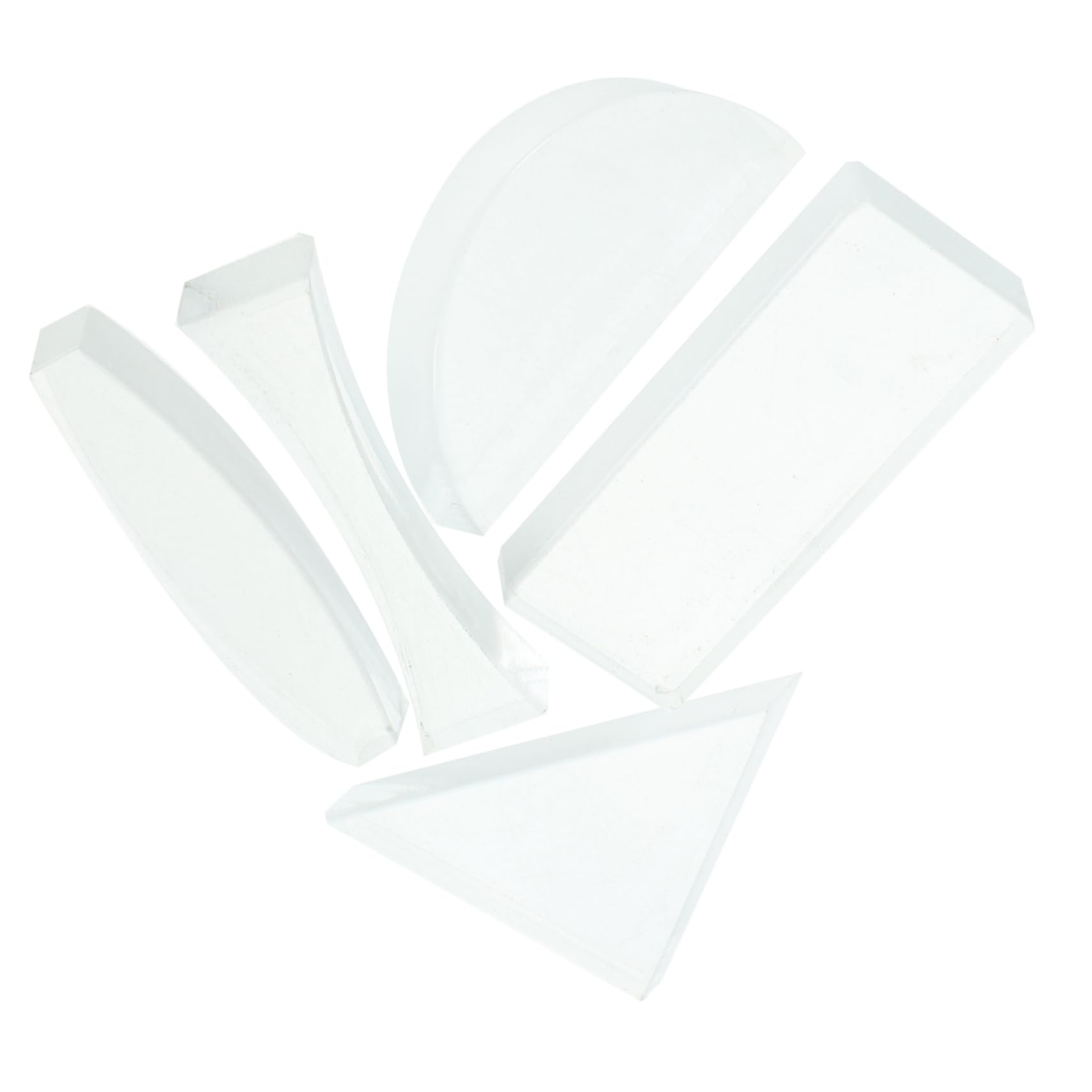 OUNONA 5 Piece Optical Lens Kit Semicircular Triangular Rectangular Lenses for Physics Experiments and Classroom Teaching