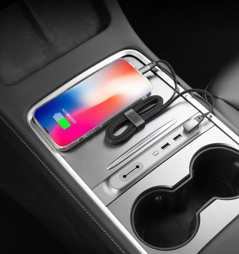 Miniatura 5 de Paquete de 2 cables USB-C para Tesla modelo Y3,90 en ángulo recto trenzado plano PD QC3.0 cable de carga (USB-C a Lightning y USB-C a USB-C) se