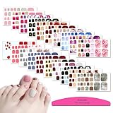 SILPECWEE 20 Sheets Adhesive Toenail Polish Wraps Stickers Flower Marbling Nail Strips Decals Manicu