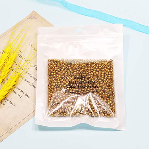 Bala&Fillic Golden Color 4mm Seed Beads About 1200pcs/100Grams in Bag, 6/0 Glass Craft Beads for Making Bracelet and Necklace (Golden) - Image 4