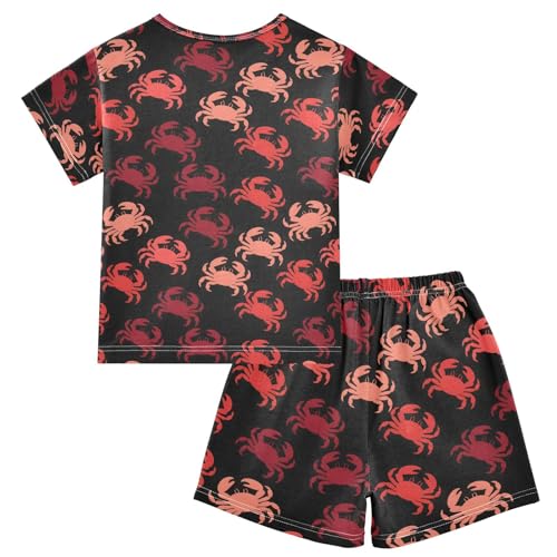 ALAZA Red Crab Cute Pajamas Short Sleeve 2 Piece Sleepwear Top and Bottom Pajama Set Unisex2