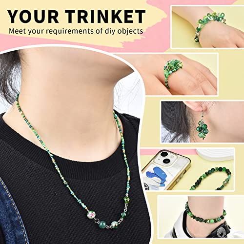 Image of Glass Beads Jewelry Making Kit, Fresh Green Color-900pcs Include 8mm Assorted Beads, 4mm Bicone Crystal Beads, 2-4mm Spacer Seed Beads for DIY Bracelet, Earring Necklace Pendants Making Supplies