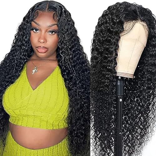Perruque Cheveux Humains sans Colle pour Éviter les Irritations - Lace Frontal 13x4 Deep Wave