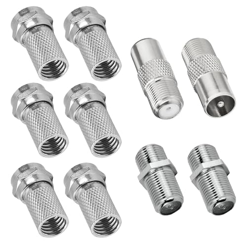 RUILILANG 10 Pcs F Plug Connectors Waterproof Micro Screw-On Coaxial Cable TV Aerial Connector Satellite Cable Connectors for TV & Satellite RG6