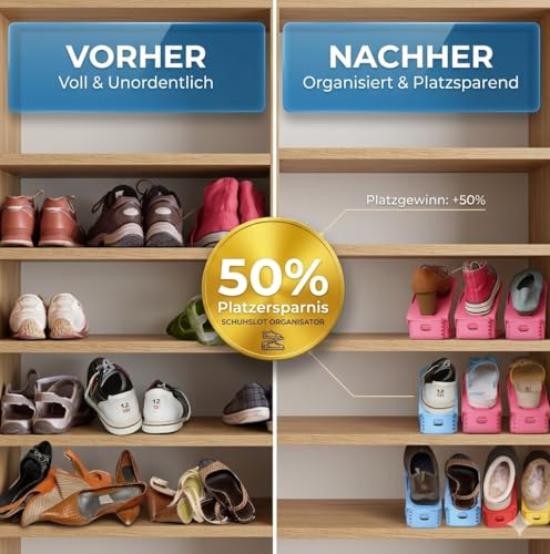 Organiseur à chaussures réglables double couche violet pack de 8 anti-glisse compact - 6