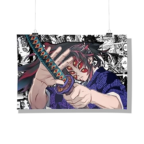 Image of MCSID RAZZ - Demon Slayer - Moon Breather - Kokushibo Design A4 Size Poster (With Frame) - Best Gift For Demon Slayer Fans /Best Artifacts To Your Home & Decor /For Anime Fandom