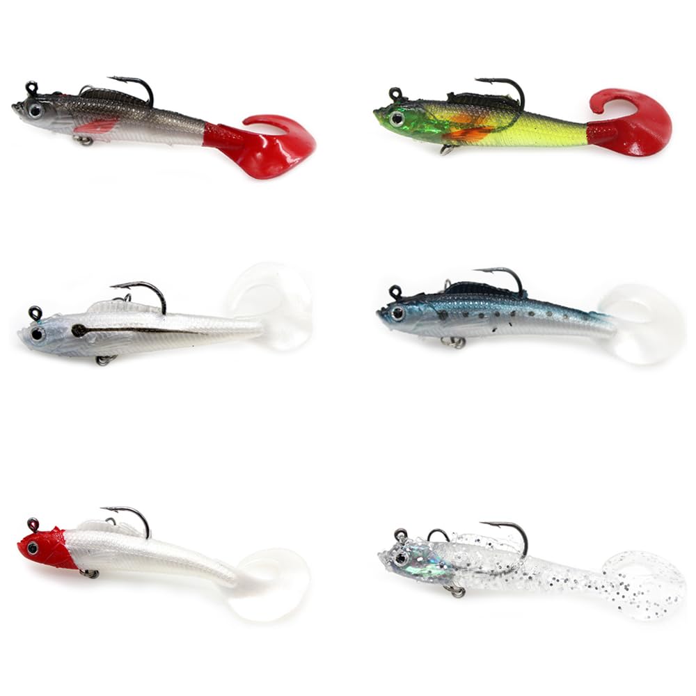 6 Pcs Pike Lures Set – Silicone Swimbait Fishing Lures for Pike, Perch, Trout & Sea Bass – Artificial Bait for Freshwater & Sea Fishing