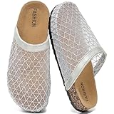 BiuYorBTY Womens Clogs Mules Mens Sandals with Cork Footbed & Arch Support Slippers Comfort Slip On Potato Shoes Argent